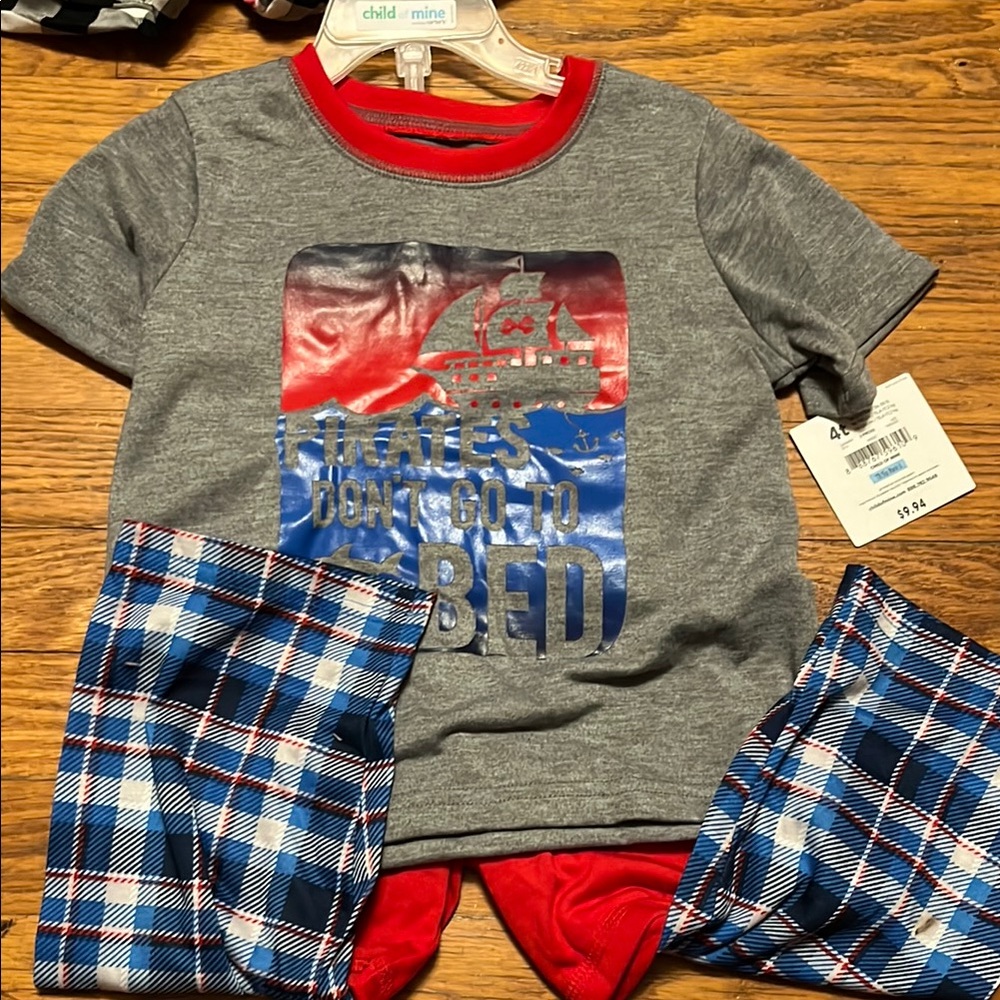 Child of Mine Gray and Red Pirate Pajamas